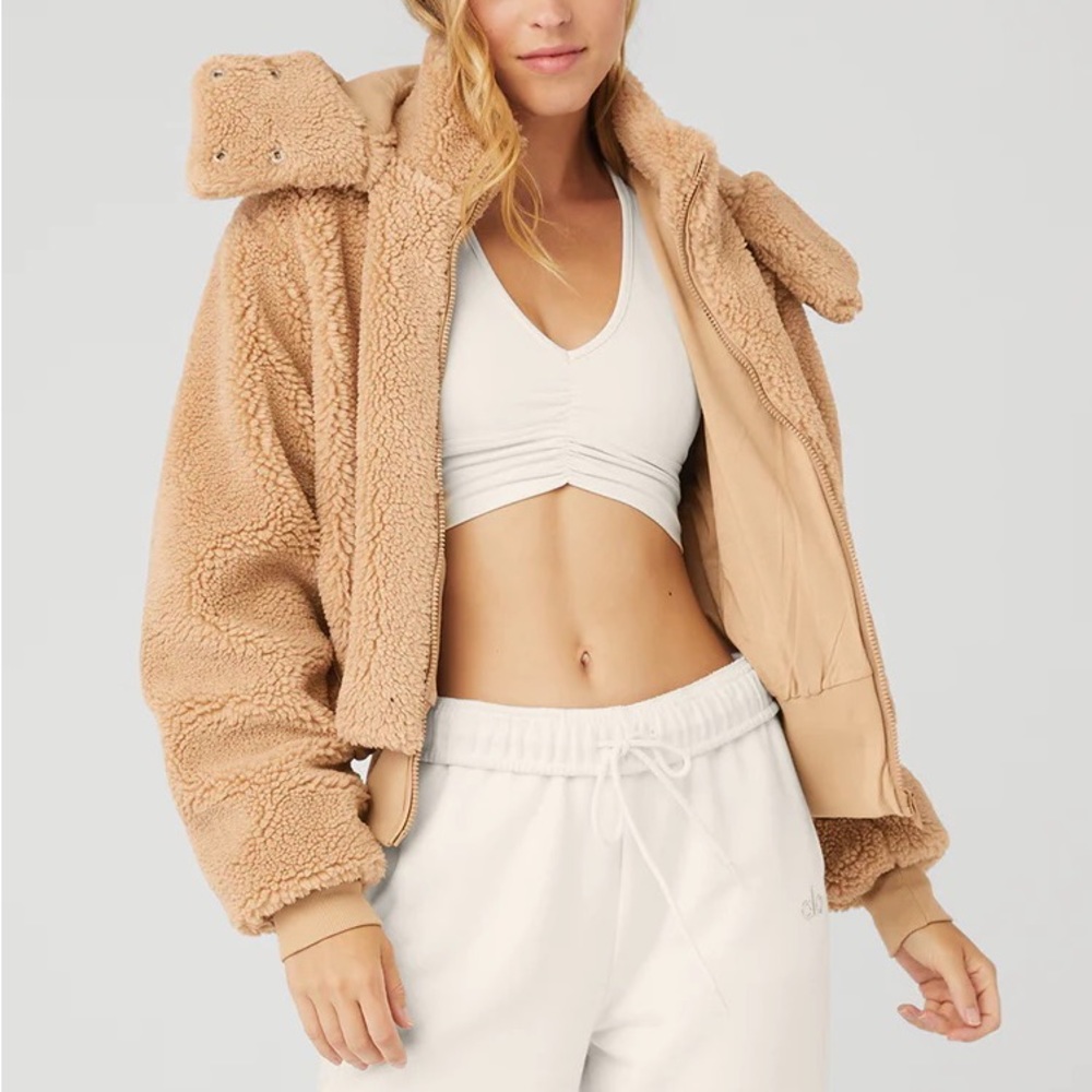 All Yoga Foxy Sherpa Jacket, Size Medium (never worn), Color Camel